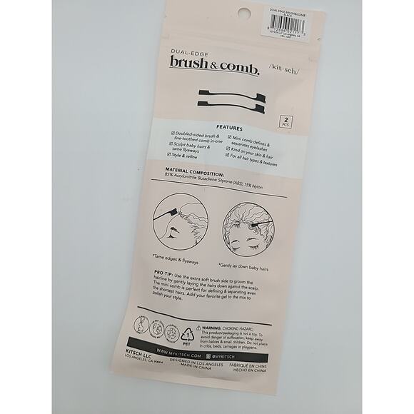 New Kitsch Dual‑Edge Brush & Comb Full size Edge Control baby hairs - Picture 2 of 2